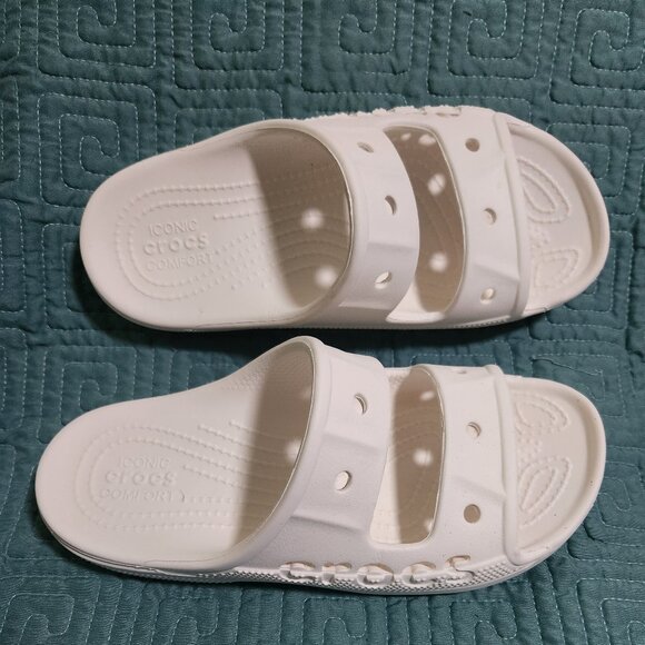 White Crocs Unisex Adult Baya Slide Sandals - Picture 4 of 5